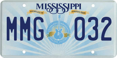 MS license plate MMG032