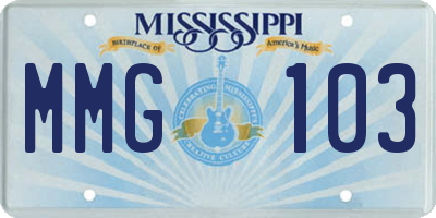 MS license plate MMG103
