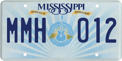 MS license plate MMH012