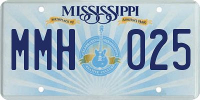 MS license plate MMH025