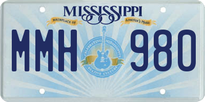 MS license plate MMH980