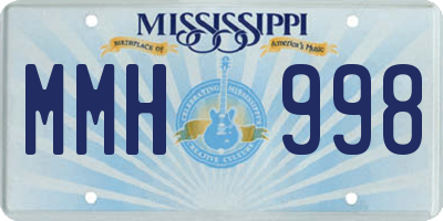 MS license plate MMH998
