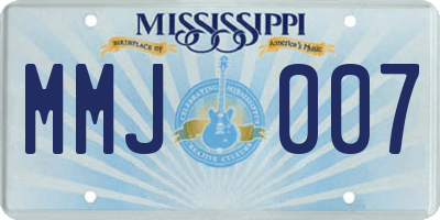 MS license plate MMJ007