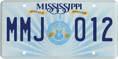 MS license plate MMJ012