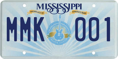 MS license plate MMK001