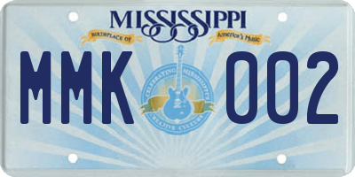 MS license plate MMK002