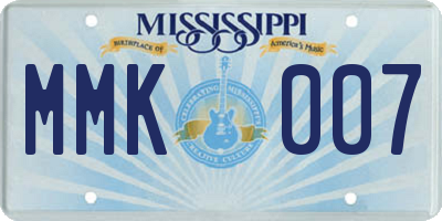 MS license plate MMK007