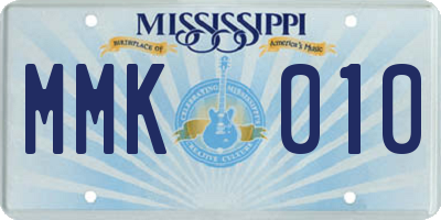 MS license plate MMK010