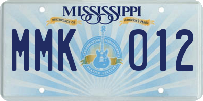 MS license plate MMK012