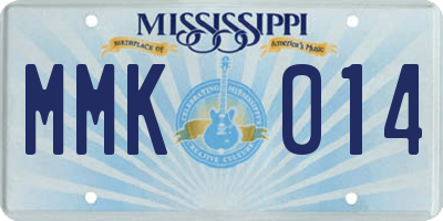 MS license plate MMK014