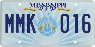 MS license plate MMK016
