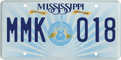 MS license plate MMK018