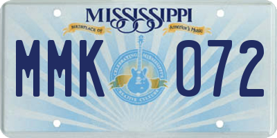 MS license plate MMK072