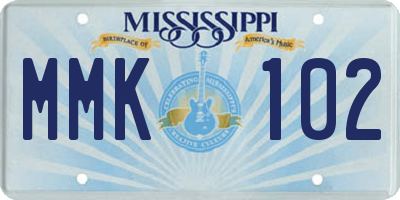 MS license plate MMK102