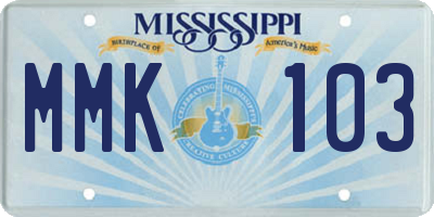 MS license plate MMK103