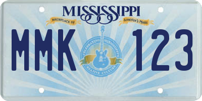 MS license plate MMK123