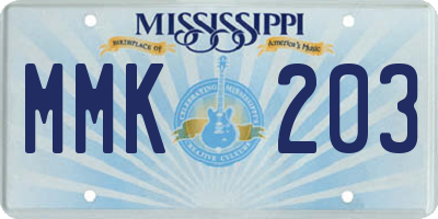 MS license plate MMK203