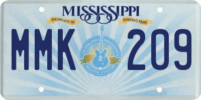 MS license plate MMK209