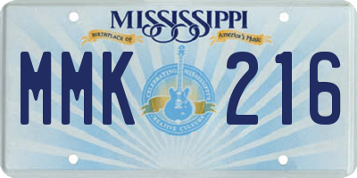 MS license plate MMK216