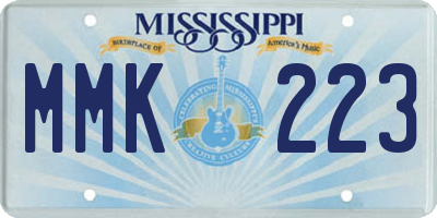 MS license plate MMK223