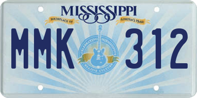 MS license plate MMK312