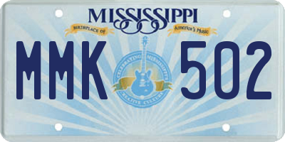 MS license plate MMK502
