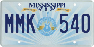 MS license plate MMK540