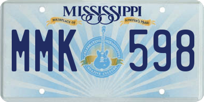 MS license plate MMK598