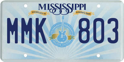 MS license plate MMK803