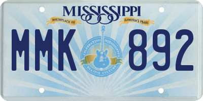 MS license plate MMK892