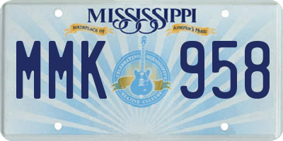 MS license plate MMK958