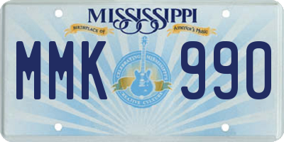 MS license plate MMK990