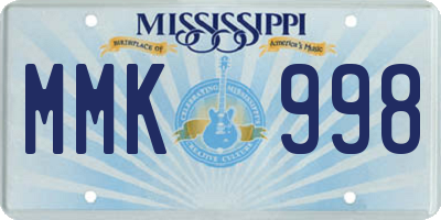 MS license plate MMK998