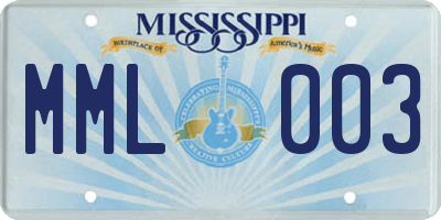 MS license plate MML003