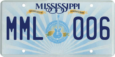 MS license plate MML006