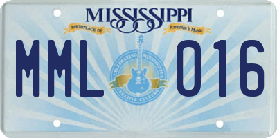 MS license plate MML016