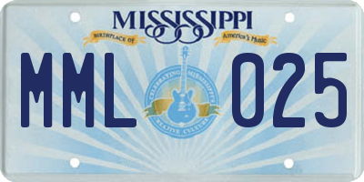 MS license plate MML025