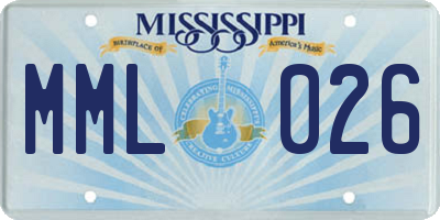 MS license plate MML026