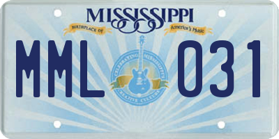 MS license plate MML031