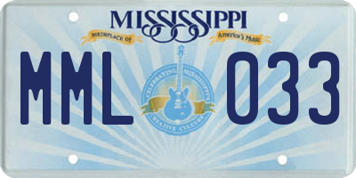 MS license plate MML033
