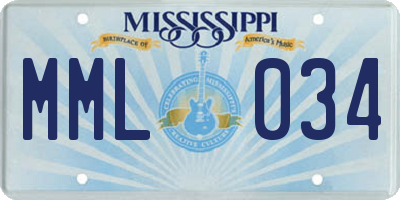 MS license plate MML034