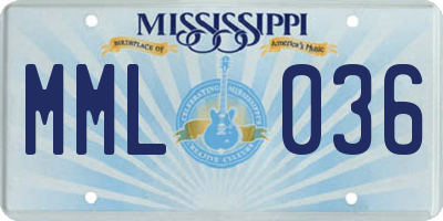 MS license plate MML036