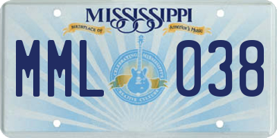 MS license plate MML038
