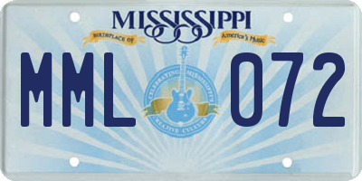 MS license plate MML072