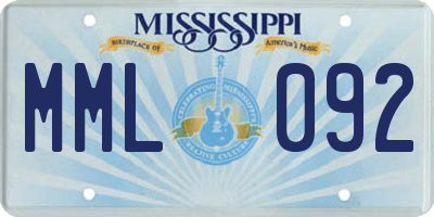 MS license plate MML092