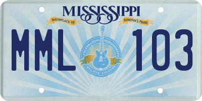 MS license plate MML103