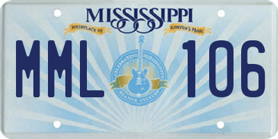 MS license plate MML106