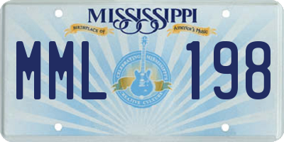 MS license plate MML198
