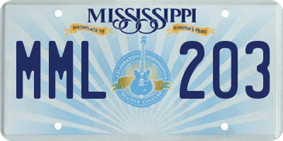 MS license plate MML203