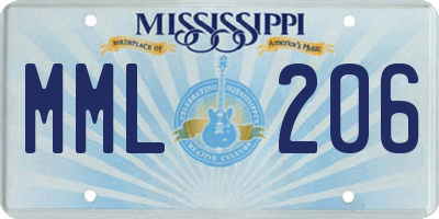 MS license plate MML206